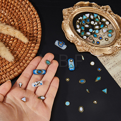 60Pcs 15 Styles Alloy Resin Cabochons MRMJ-DC0001-22-1