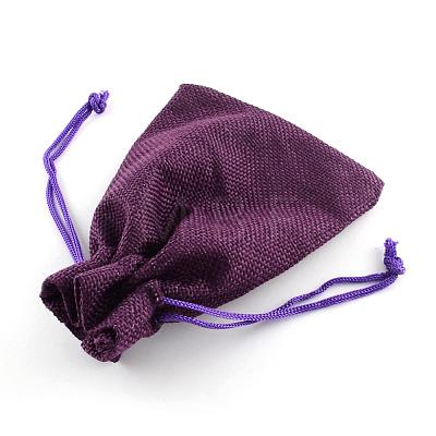 Polyester Imitation Burlap Packing Pouches Drawstring Bags ABAG-R005-18x13-10-1