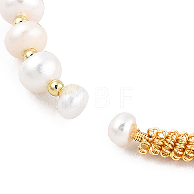 Natural Cultured Freshwater Pearl Beads Cuff Bangle BJEW-T021-02G-1
