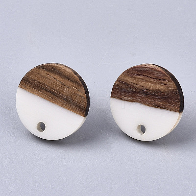 Resin & Walnut Wood Stud Earring Findings X-MAK-N032-003A-B02-1