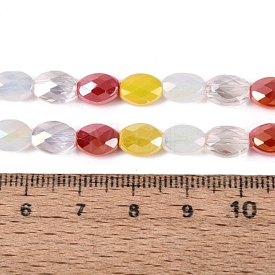 Electroplate Imitation Jade & Opaque & Transparent Glass Beads Strands EGLA-Q135-6x8MM-01B-1