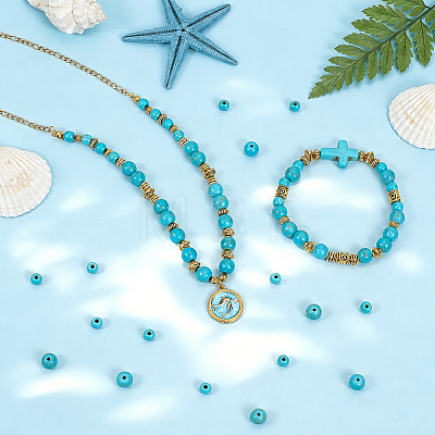 2 Strands 2 Styles Synthetic Turquoise Beads Strands G-PH0003-48D-1