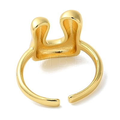 Initials Brass Open Cuff Ring for Women RJEW-N046-02U-G-1