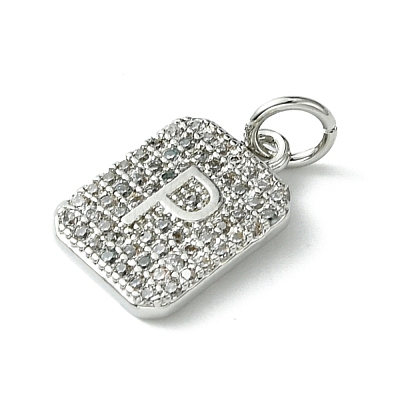 Rack Plating Brass Micro Pave Clear Cubic Zirconia Charms KK-G501-01P-P-1