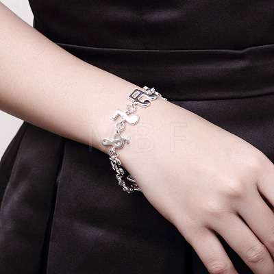 Musical Note Brass Link Bracelets for Women FS-WG94BAE-01-1