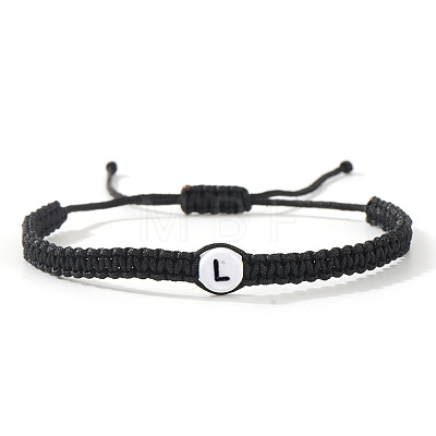 Flat Round with Letter Pattern Resin Beads Braided Bead Bracelets FS-WG43323-12-1