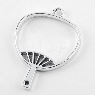 Rack Plating Alloy Fan Open Back Bezel Pendants X-PALLOY-S047-18D-FF-1