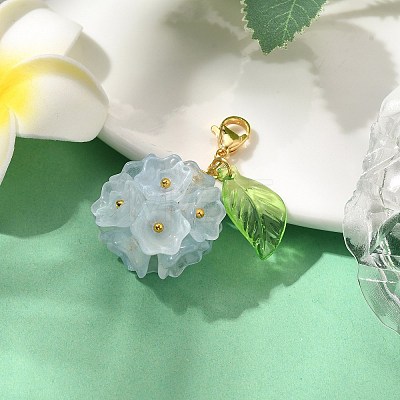 Flower Glass Pendant Decoration HJEW-TA00286-03-1