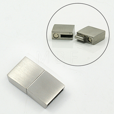 Matte 304 Stainless Steel Magnetic Clasps with Glue-in Ends STAS-K007-01-1