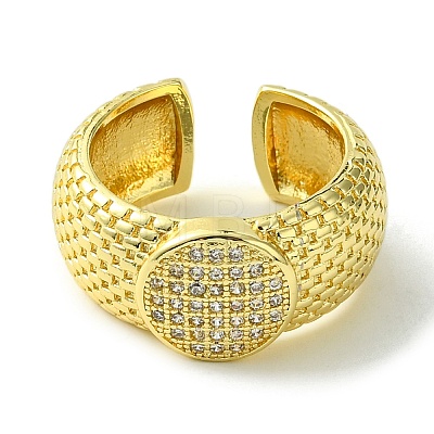 Brass Micro Pave Cubic Zirconia Open Cuff Rings RJEW-K256-37G-1