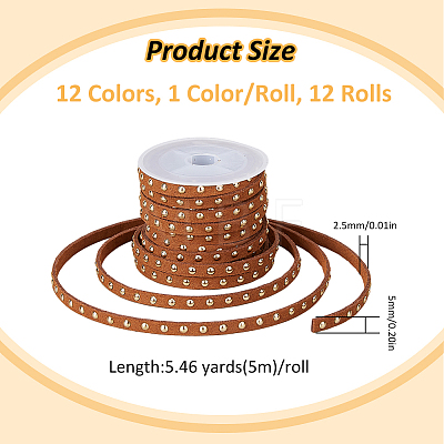 SUPERFINDINGS 12 Rolls 12 Colors Faux Suede Cord LW-FH0001-01A-1