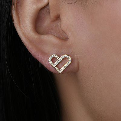 925 Sterling Silver Micro Pave Cubic Zirconia Heart Stud Earrings for Women JM8853-1-1