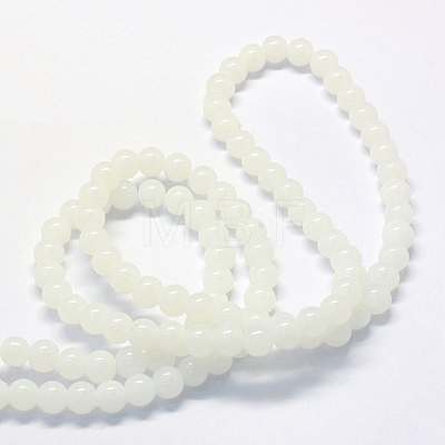 Baking Painted Imitation Jade Glass Round Bead Strands X-DGLA-Q021-10mm-01-1