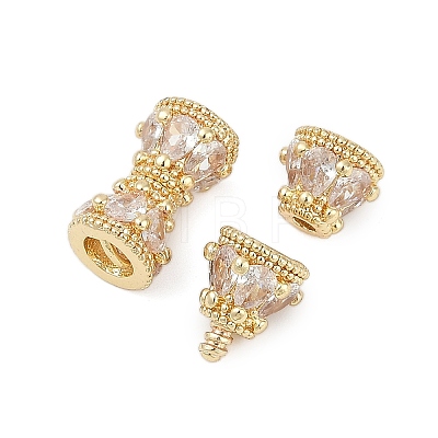 Brass Micro Pave Clear Cubic Zirconia Screw Clasps KK-H202-02A-G-1