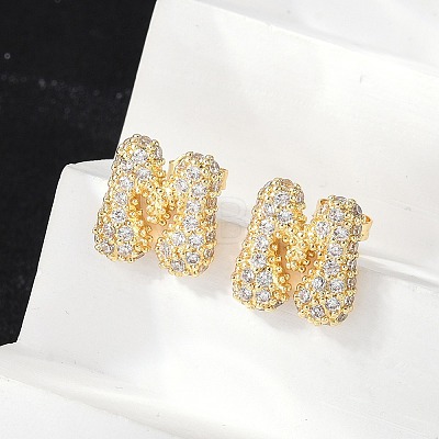 Brass Micro Pave Cubic Zirconia Stud Earrings EJEW-Z091-04G-M-1