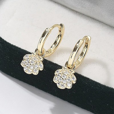 Brass Clear Cubic Zirconia Hoop Earrings EJEW-Q014-06G-1