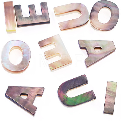 10Pcs 5 Styles Natural Black Lip Shell Beads SSHEL-TA0001-25-1