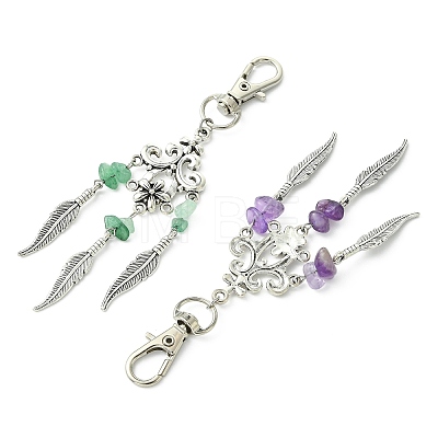 Natural Green Aventurine & Amethyst & South Red Agate & Synthetic Turquoise & Lampwork Pendant Decorations HJEW-JM04938-1