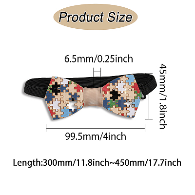 Puzzle Pattern Adjustable Wood Bow Ties AJEW-WH0348-37-1
