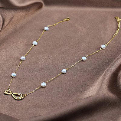 925 Sterling Silver with Natural Pearl Beads Necklaces NJEW-Z030-04G-1