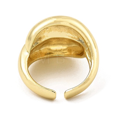 Rack Plating Brass Teardrop Open Cuff Rings for Women RJEW-G294-06G-1