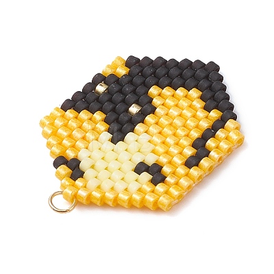 Hallowen Theme Glass Seed Beaded Pendants PALLOY-MZ00873-03-1