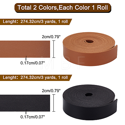 WADORN 2 Rolls 2 Colors 3 Yards Double Face Imitation Leather Cord LC-WR0001-02-1