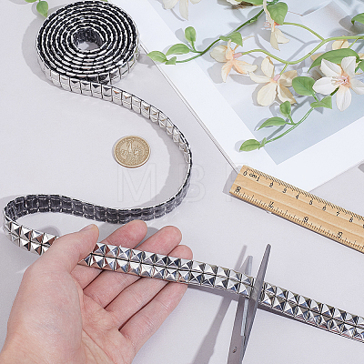 2 Yards 201 Stainless Steel Square Rivet Studed Cord DIY-GF0013-61A-1