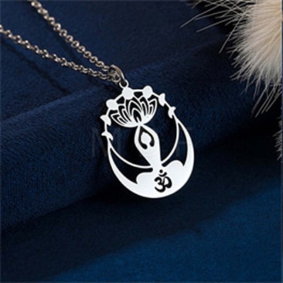 304 Stainless Steel Laser Cut Pendant Necklaces FS-WGA4904-10-1