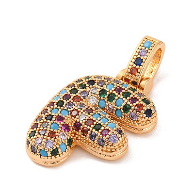 Brass Micro Pave Cubic Zirconia Pendants KK-C076-29F-G02-1