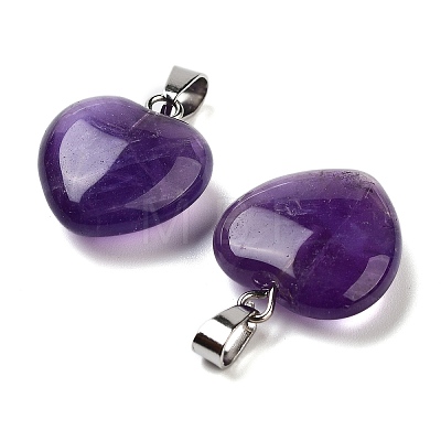 Natural Amethyst Charms HEAR-PW0001-057-37-1