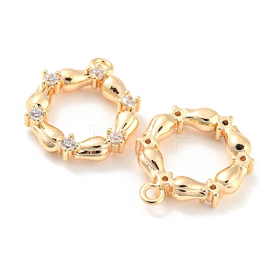 Brass Micro Pave Cubic Zirconia Pendants KK-E090-21G-1