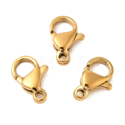Ion Plating(IP) 304 Stainless Steel Lobster Claw Clasps X-STAS-AB10-G-01-1
