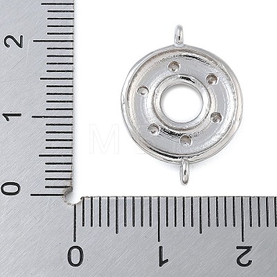 Rack Plating Brass Clear Cubic Zirconia Donut Connector Charms KK-A234-030P-01-1