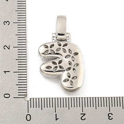 Brass Micro Pave Clear Cubic Zirconia Pendants KK-B099-01P-F-1