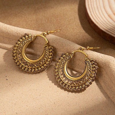 Bohemian Style Alloy & Cotton Cord Dangle Earrings FS-WGA9B48-07-1