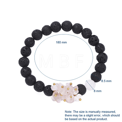 Natural Lava Rock Round Beads Stretch Bracelets BJEW-JB05118-1