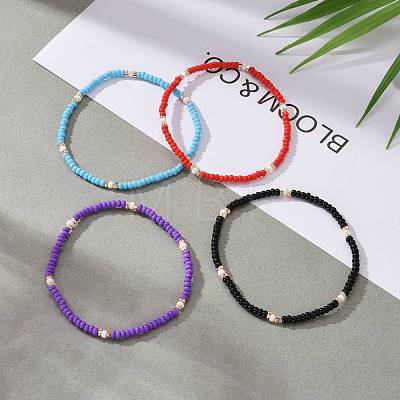 Glass Seed Beads Stretch Bracelets BJEW-JB06296-1
