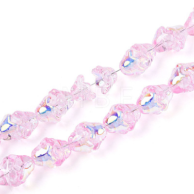 Electroplate Transparent Glass Beads Strands EGLA-N020-03D-1