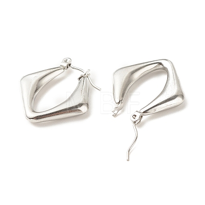 304 Stainless Steel Chunky Rhombus Hoop Earrings for Women EJEW-K242-06P-1