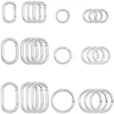 24Pcs 6 Styles Zinc Alloy Spring Gate Rings FIND-SP0001-11-1