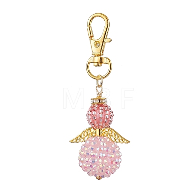 Angel Glass Seed Bead Pendant Decorations HJEW-MZ00088-1