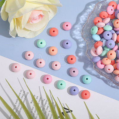 CHGCRAFT 180Pcs 6 Colors Rondelle Food Grade Eco-Friendly Silicone Abacus Beads SIL-CA0003-15-1