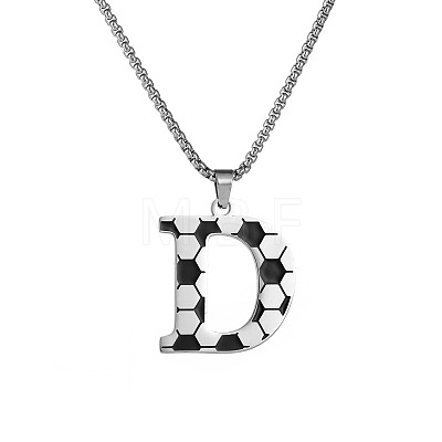 201 Stainless Steel Soccer Initial Pendant Necklacess for Men Women WG63E1E-24-1