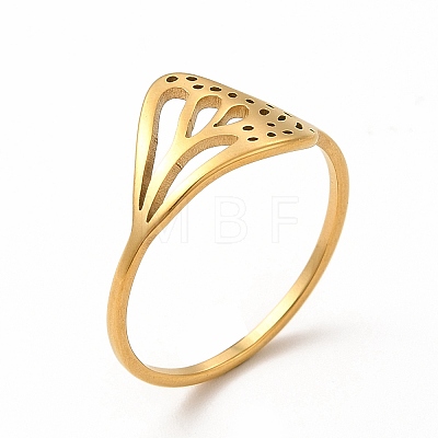 304 Stainless Steel Hollow Out Butterfly Wing Finger Ring for Women RJEW-K239-13G-1