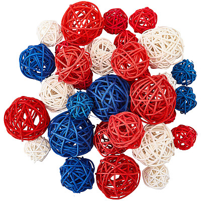 32Pcs 9 Styles Wicker Rattan Balls AJEW-SC0004-29-1