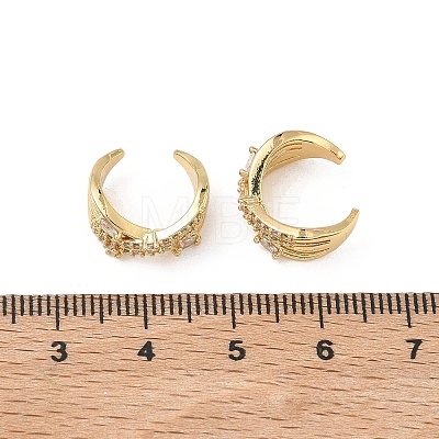 C-Shaped Brass Micro Pave Clear Cubic Zirconia Cuff Earrings EJEW-L316-01G-05-1