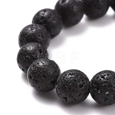 Natural Lava Rock Round Beads Essential Oil Anxiety Aromatherapy Stretch Bracelet for Girl Women Gift BJEW-JB07055-1