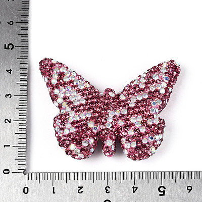 Butterfly Shaped Handmade Polymer Clay Rhinestone Beads CLAY-T023-23B-1