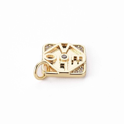 Brass Micro Pave Clear Cubic Zirconia Charms KK-Q765-010-NF-1